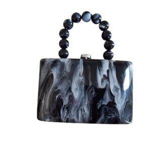Black Grey Marbled Clutch